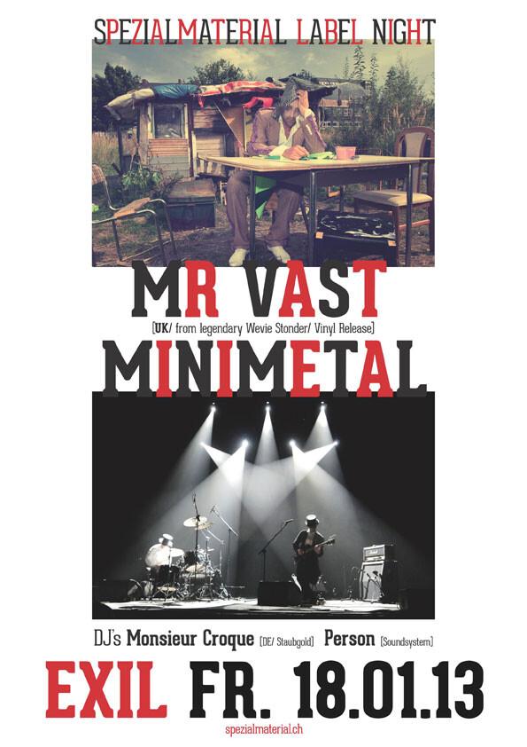 SM Labelnight: Minimetal / Mr. Vast / Markus Detmer (Staubgold) / Person Soundsystem