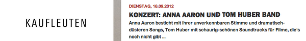 Tom Huber Band / Anna Aaron